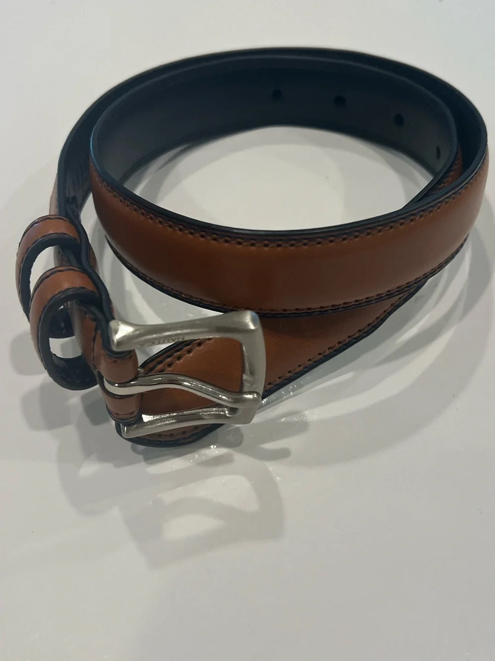 Nautica Kids Brown Leather Belt with Silver Buckle